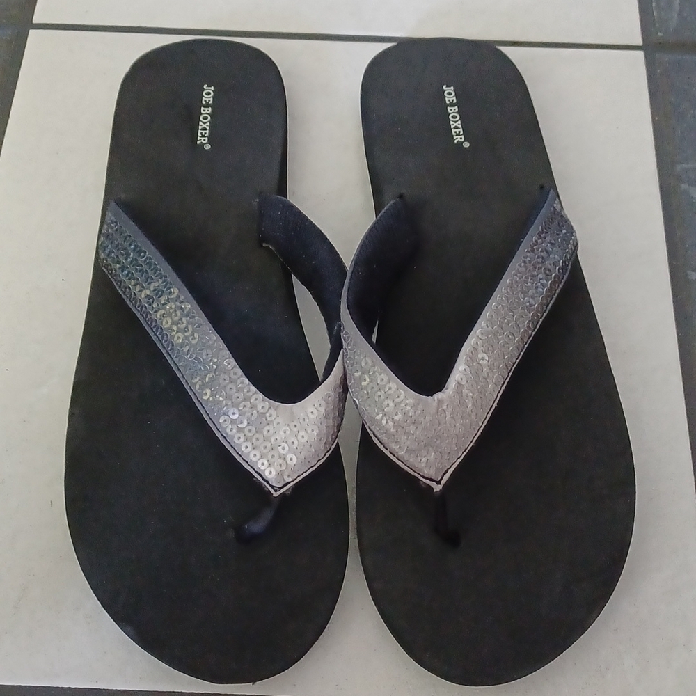 Joe Boxer Sequined Sandals, silver to blue, 11/12M, NWOT